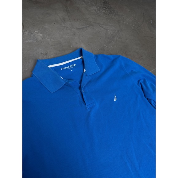 Nautica Mens Long Sleeve Polo Shirt Blue Classic Fit Cotton Logo Large L - Picture 11 of 11
